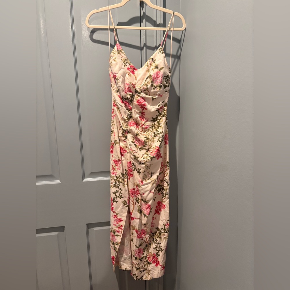 Zara Floral Maxi Dress - Cream and Pink